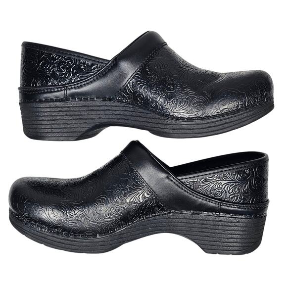Dansko LT PRO Tooled Black Floral Professional Clog Leather EU 41 | US 10.5-11 - Picture 2 of 9
